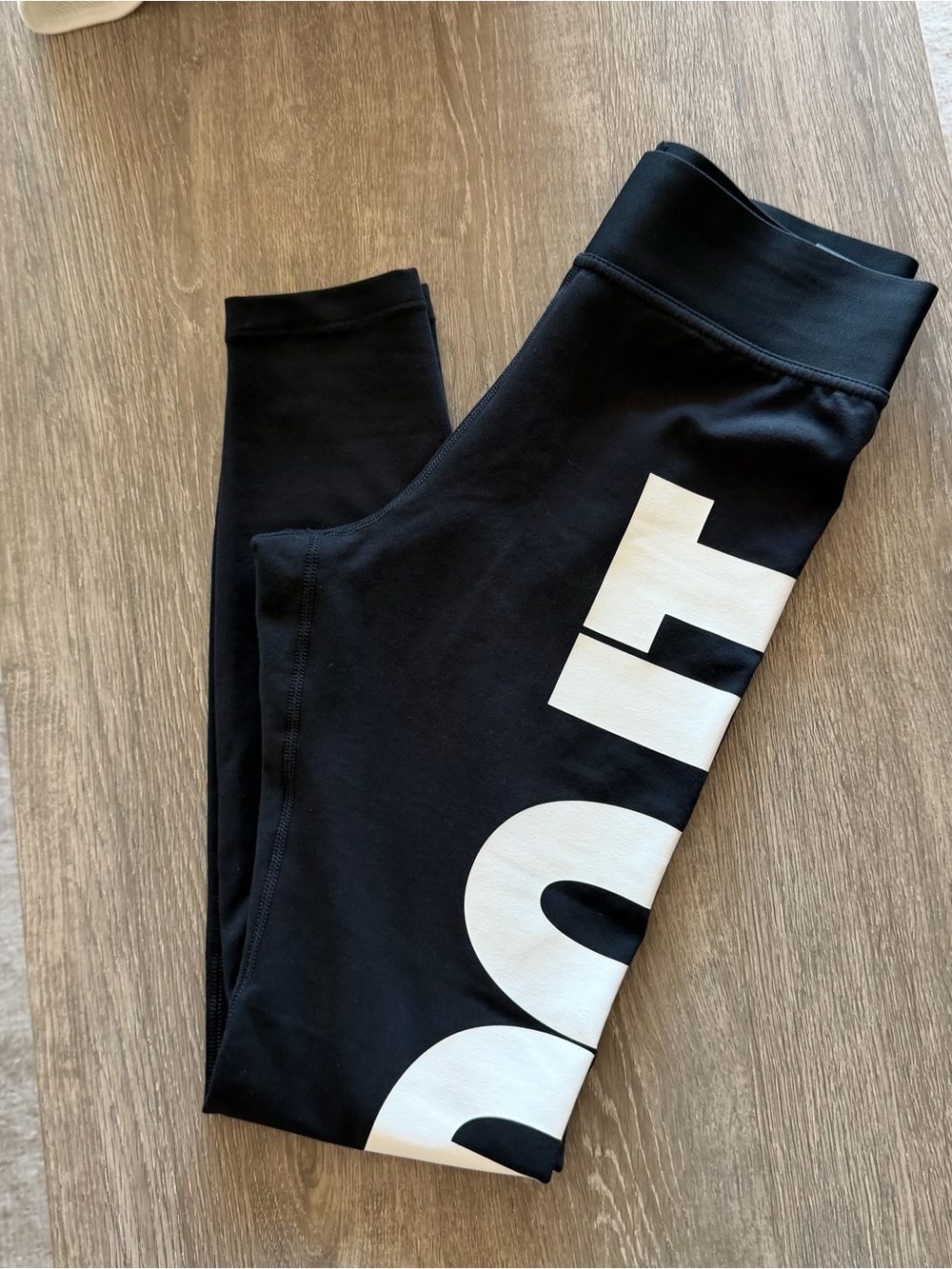 New Black Leggings with White Logo just do it